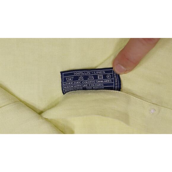 Vilebrequin Neon Yellow Button Up 100% Linen Shirt Medium - Picture 7 of 7